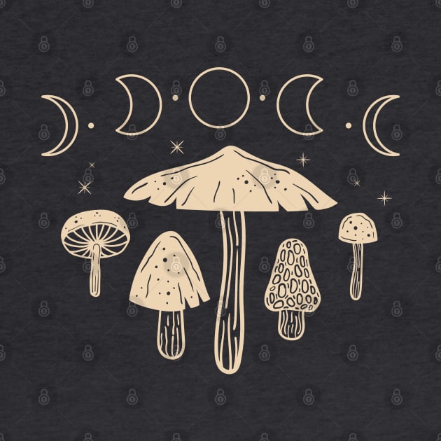 Cottagecore Mushroom Goblincore Moon Phases by uncommontee